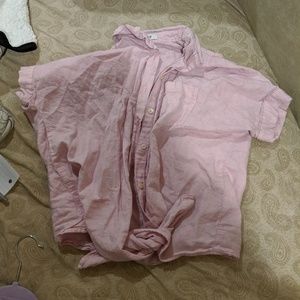 Madewell Pink Button Down with Tie